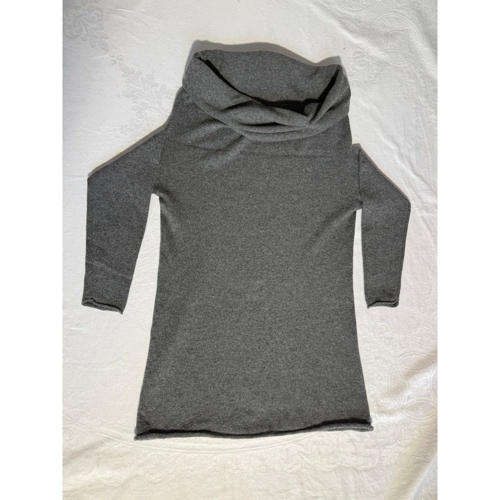 Max Studio Cashmere Cowl Neck Tunic Sweater Heather Grey M NEW